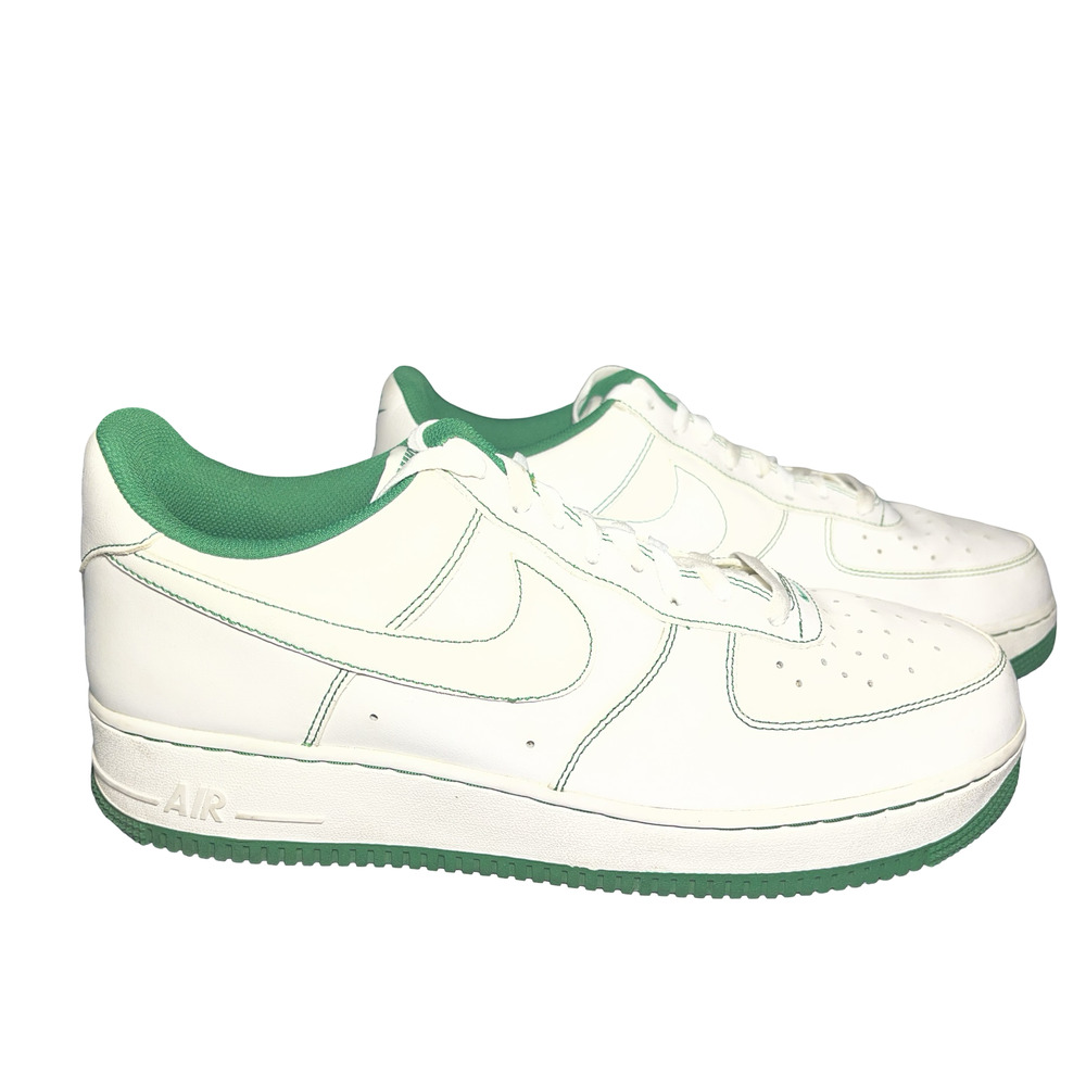 Nike Air Force 1 Low Shoes Mens 12 White Pine Green Leather Sneakers CV1724-103